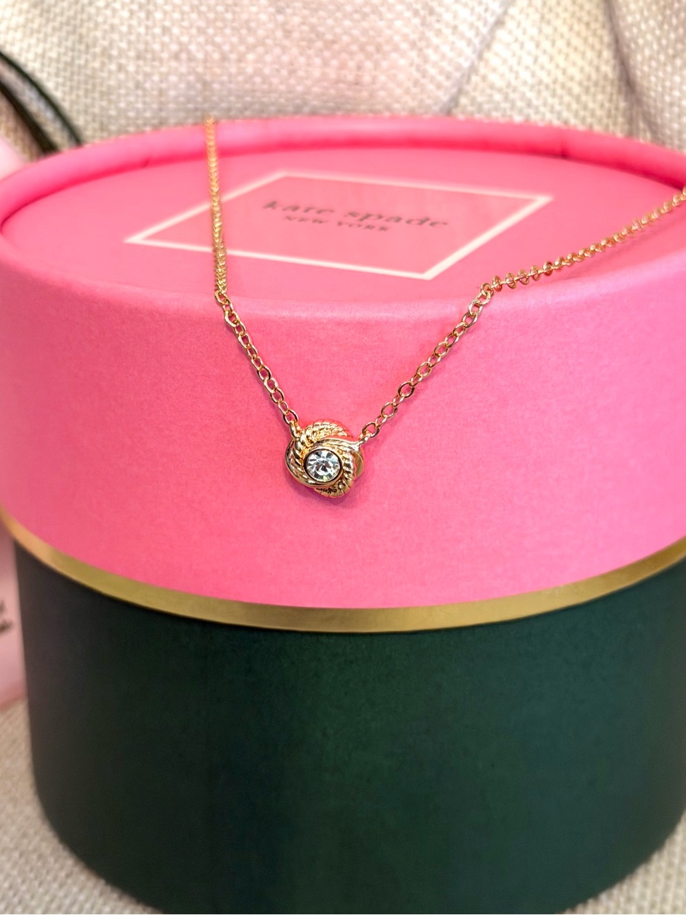 NEW Kate Spade New York Infinity and Beyond Knot Mini Pendant Necklace Rose gold